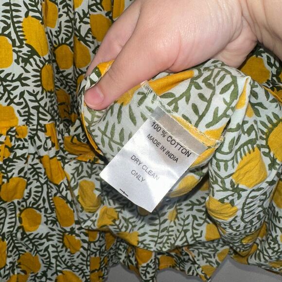 Mille Aneli Citrus Print Puff Sleeve Cotton Mini Dress XXS Yellow Green White - Picture 6 of 7